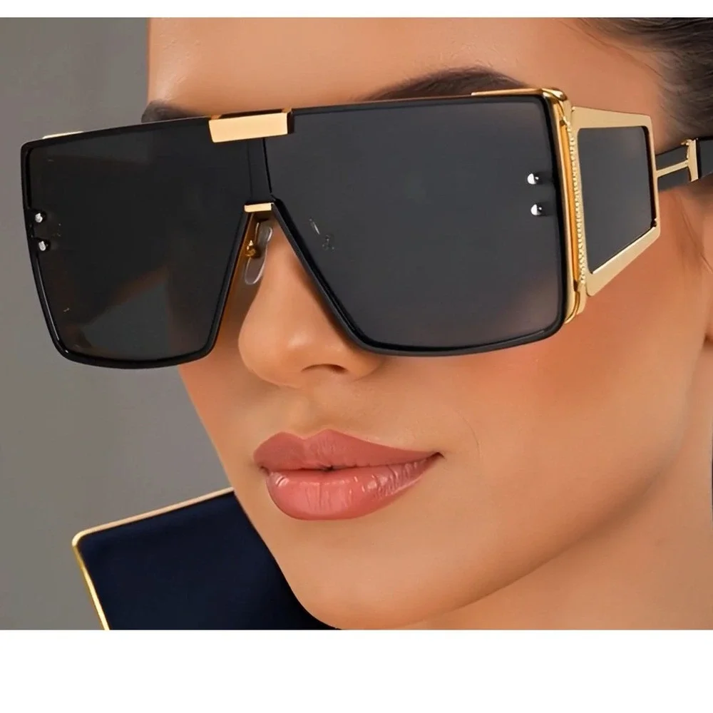 Shield Sunglasses Women Oversized Flat Top‎ Fashion Shades Designer Betty Lentes